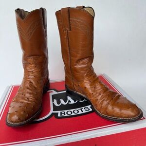JUSTIN Boots Quill Ostrich Exotic Leather Roper Made in USA Woman’s Size 4,5 B